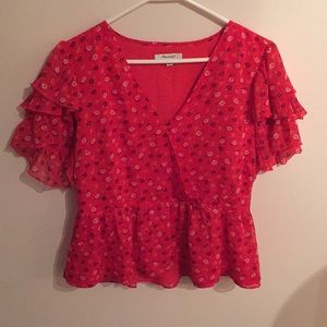 Madewell tiered-sleeve peplum top size 12